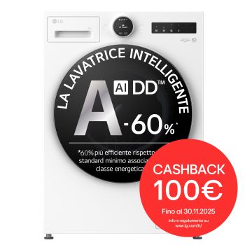 Immagine frontale della lavatrice LG F4X9009TWCE serie X9 classe A-60%